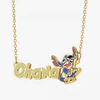 Disney Classics Ohana 18K Gold Over Brass 16 Inch Cable Stitch Pendant Necklace