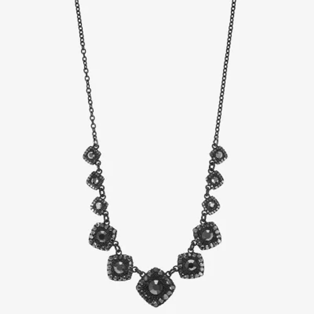 Mixit Black Glass 17 Inch Rolo Collar Necklace