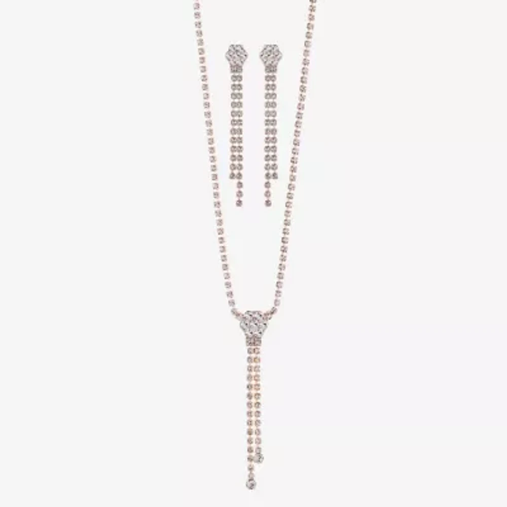 Monet Jewelry Rose Gold Lariat Necklace And Drop Earring 2-pc. Glass Jewelry Set