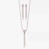 Monet Jewelry Rose Gold Lariat Necklace And Drop Earring 2-pc. Glass Jewelry Set