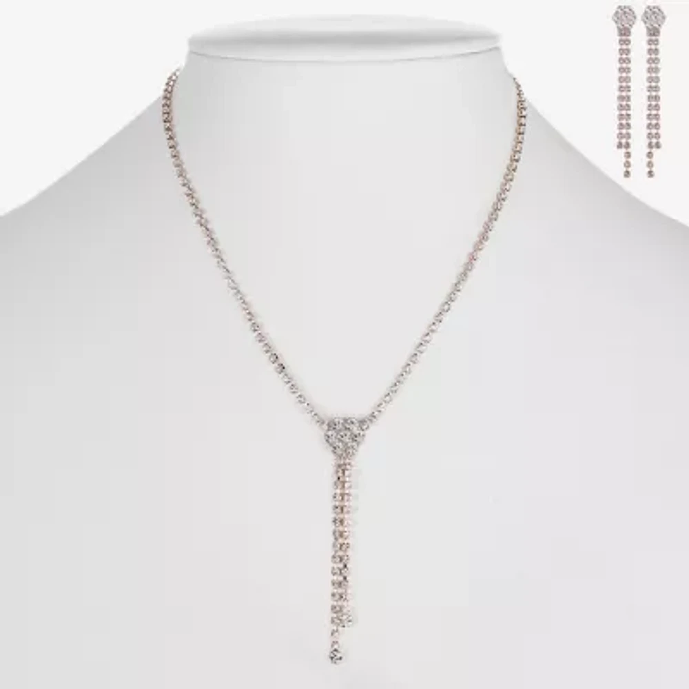 Monet Jewelry Rose Gold Lariat Necklace And Drop Earring 2-pc. Glass Jewelry Set