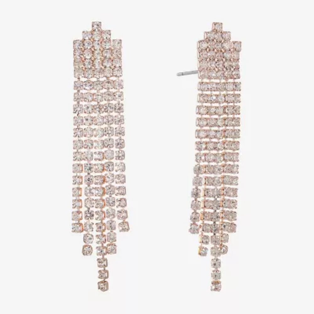 Monet Jewelry Rose Gold Tassle Glass Drop Earrings