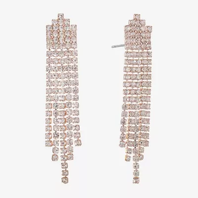 Monet Jewelry Rose Gold Tassle Glass Drop Earrings