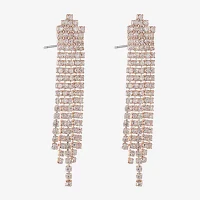 Monet Jewelry Rose Gold Tassle Glass Drop Earrings