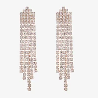 Monet Jewelry Rose Gold Tassle Glass Drop Earrings