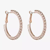 Monet Jewelry Rose Gold Glass Hoop Earrings