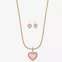 Liz Claiborne Pendant Necklace And Drop Earring 2-pc. Heart Jewelry Set