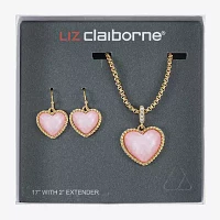 Liz Claiborne Pendant Necklace And Drop Earring 2-pc. Heart Jewelry Set