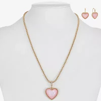 Liz Claiborne Pendant Necklace And Drop Earring 2-pc. Heart Jewelry Set