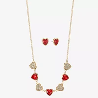 Monet Jewelry Collar Necklace And Stud Earring 2-pc. Glass Heart Jewelry Set