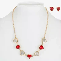 Monet Jewelry Collar Necklace And Stud Earring 2-pc. Glass Heart Jewelry Set