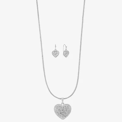 Liz Claiborne Pendant Necklace And Drop Earring 2-pc. Glass Heart Jewelry Set