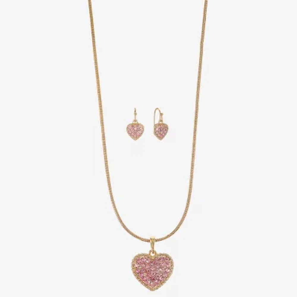 Liz Claiborne Pendant Necklace And Drop Earring 2-pc. Glass Heart Jewelry Set