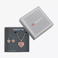 Liz Claiborne Pendant Necklace And Drop Earring 2-pc. Glass Heart Jewelry Set