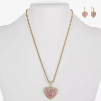 Liz Claiborne Pendant Necklace And Drop Earring 2-pc. Glass Heart Jewelry Set