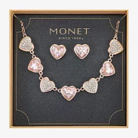 Monet Jewelry Collar Necklace And Stud Earring 2-pc. Glass Heart Set