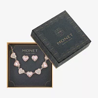 Monet Jewelry Collar Necklace And Stud Earring 2-pc. Glass Heart Set