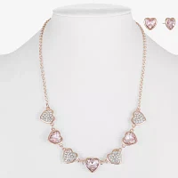 Monet Jewelry Collar Necklace And Stud Earring 2-pc. Glass Heart Set