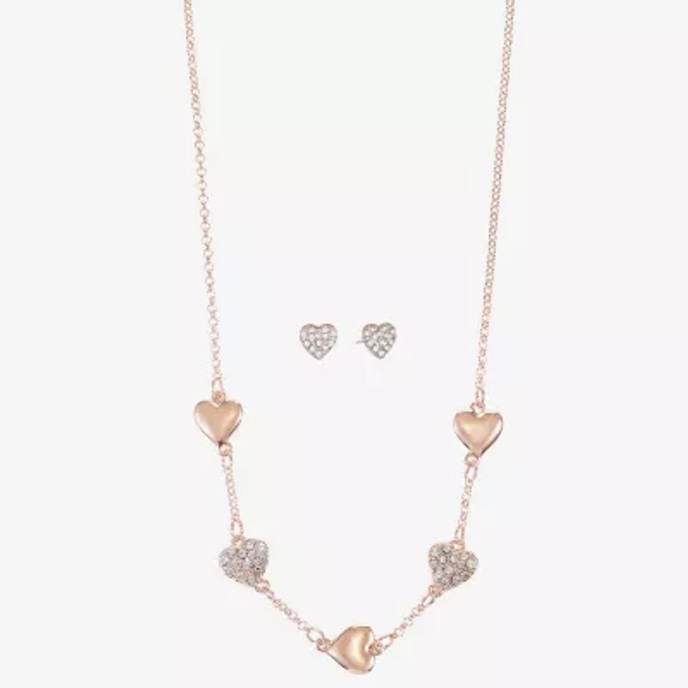 Liz Claiborne Collar Necklace And Stud Earring 2-pc. Glass Heart Jewelry Set