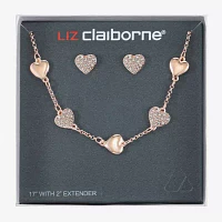 Liz Claiborne Collar Necklace And Stud Earring 2-pc. Glass Heart Jewelry Set