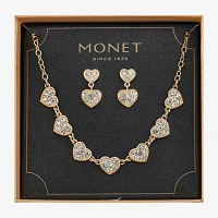 Monet Jewelry Collar Necklace And Drop Earring 2-pc. Glass Heart Jewelry Set