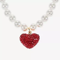 Monet Jewelry Collar Necklace And Stud Earring 2-pc. Glass Simulated Pearl Heart Jewelry Set