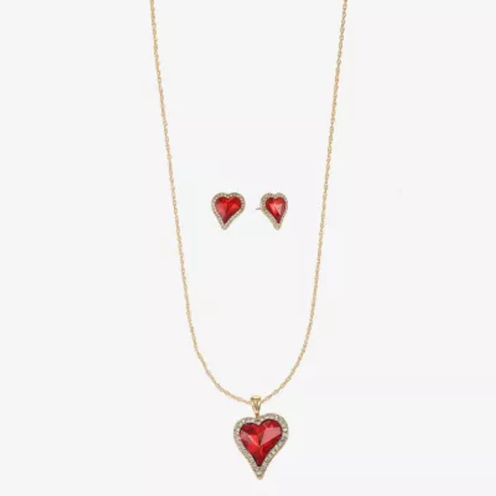 Monet Jewelry Pendant Necklace And Stud Earring 2-pc. Glass Heart Jewelry Set