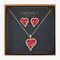 Monet Jewelry Pendant Necklace And Stud Earring 2-pc. Glass Heart Jewelry Set