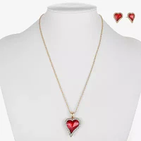 Monet Jewelry Pendant Necklace And Stud Earring 2-pc. Glass Heart Jewelry Set