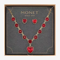 Monet Jewelry Pendant Necklace And Stud Earring 2-pc. Glass Heart Jewelry Set