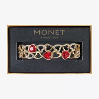 Monet Jewelry Gold Tone Glass Heart Stretch Bracelet