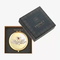 Monet Jewelry Swans Gold Tone Compact Mirror