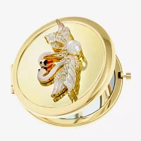 Monet Jewelry Swans Gold Tone Compact Mirror