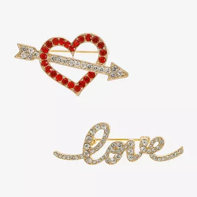 Monet Jewelry Duo Love Glass Heart Pin