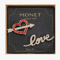 Monet Jewelry Duo Love Glass Heart Pin