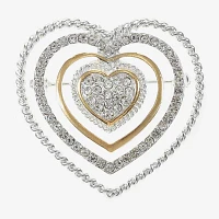 Monet Jewelry Two Tone Glass Heart Pin