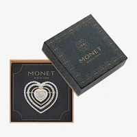 Monet Jewelry Two Tone Glass Heart Pin