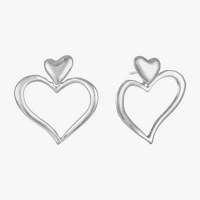 Liz Claiborne Large Open Heart Drop Earrings