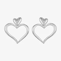 Liz Claiborne Large Open Heart Drop Earrings