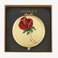 Monet Jewelry Gold Tone Rose Gold Tone Flower Compact Mirror