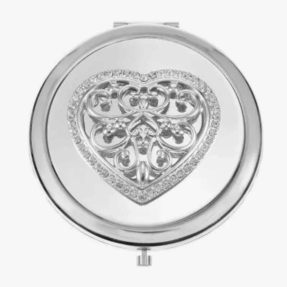 Monet Jewelry Silver Tone Silver Tone Heart Compact Mirror