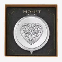 Monet Jewelry Silver Tone Silver Tone Heart Compact Mirror