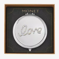 Monet Jewelry Silver Tone Love Silver Tone Compact Mirror