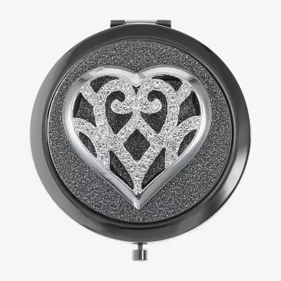 Monet Jewelry Silver Tone Heart Compact Mirror