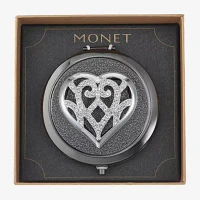 Monet Jewelry Silver Tone Heart Compact Mirror