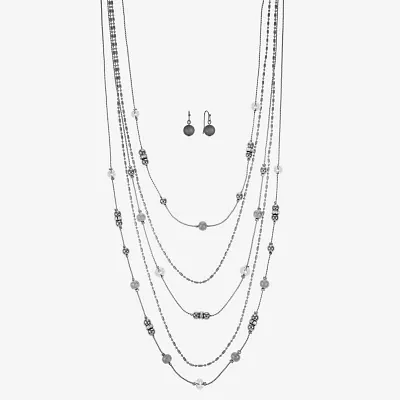 Liz Claiborne Layered Necklace And Drop Earring 2-pc. Jewelry Set