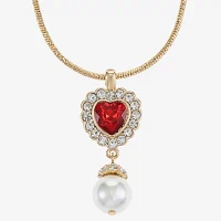 Monet Jewelry Glass Simulated Pearl 17 Inch Snake Heart Pendant Necklace