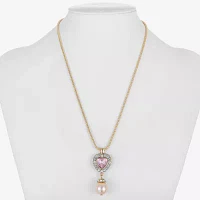 Monet Jewelry Glass Simulated Pearl 17 Inch Snake Heart Pendant Necklace