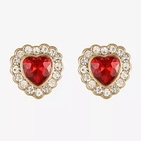 Monet Jewelry Glass 19.5mm Heart Stud Earrings