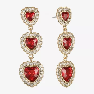 Monet Jewelry Glass Heart Drop Earrings